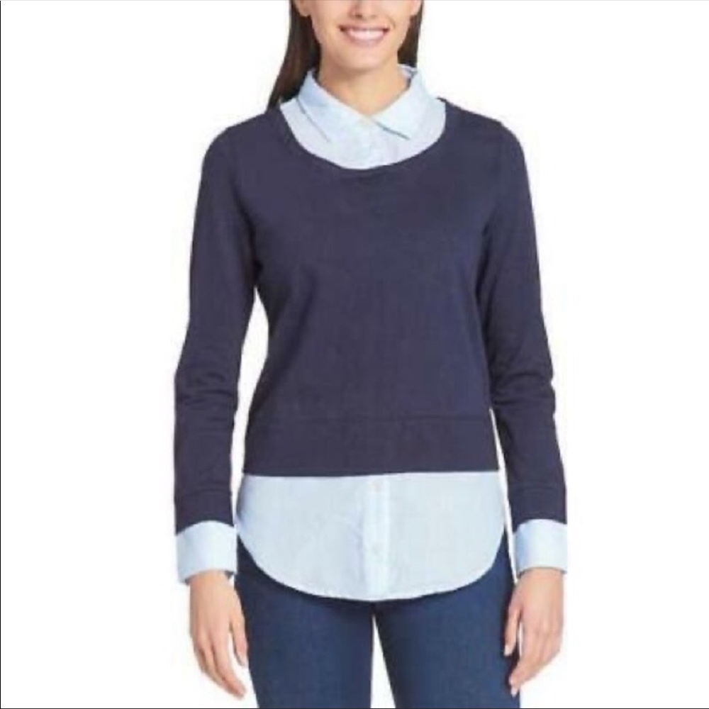 Tommy Hilfiger Size XX-Large Blue 2fer Layered Pullover Style Top